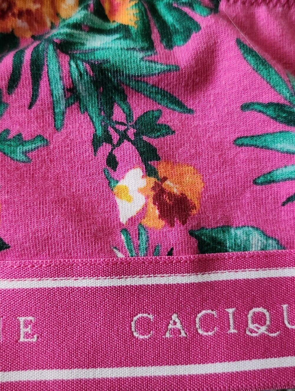 Cacique Cotton Boost Plunge Pink Tropical Floral Bra Size 44C - Picture 7 of 11
